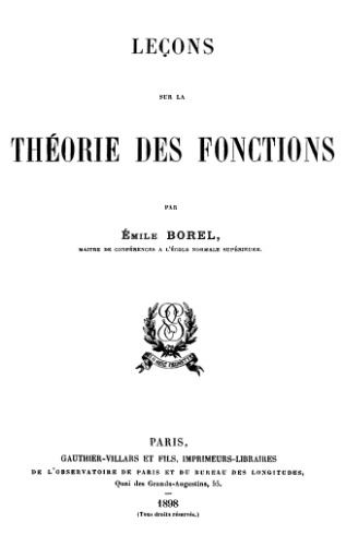 Lecons sur la theorie des fonctions