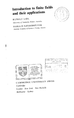 Introduction to Finite Fields and their Applications