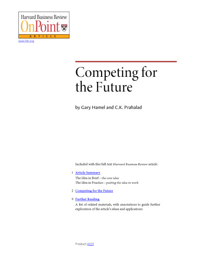 Competing for the Future (HBR OnPoint Enhanced Edition)