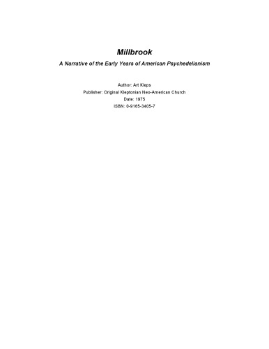 Millbrook: A Narrative of the Early Years of American Psychedelianism, Recension of 2005