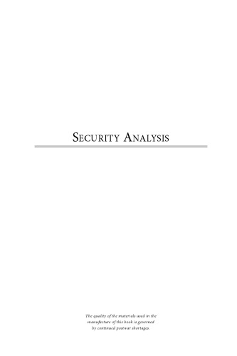 Security Analysis: Principles and Technique, Second Edition