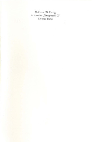 Aristoteles, 'Metaphysik Z': Text, Ubersetzung und Kommentar, Band 2