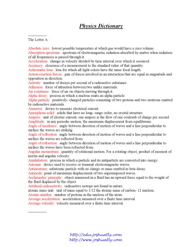 Physics Dictionary