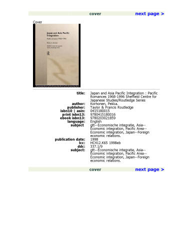 Japan and Asia Pacific Integration: Pacific Romances 1968-1996 (Sheffield Centre for Japanese Studies Routledge Series)