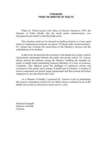 Health System and Reform in Lebanon