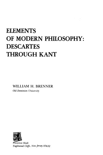 The Elements of Modern Philosophy: Descartes Through Kant