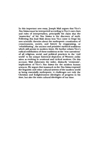 The Rehabilitation of Myth: Vico's 'New Science'