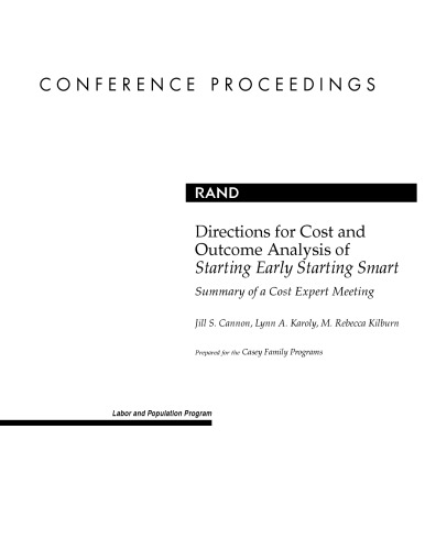 Directions for Cost and Outcome Analysis of Starting Early Starting Smart: Summary of a Cost Expert Meeting (Global Spirit Library)