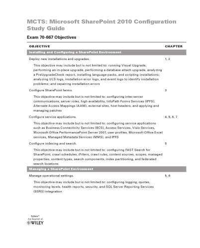 MCTS Microsoft SharePoint 2010 Configuration Study Guide: Exam 70-667