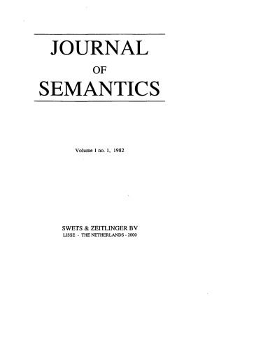 Journal of Semantics, Volume 1, no.1, 1982