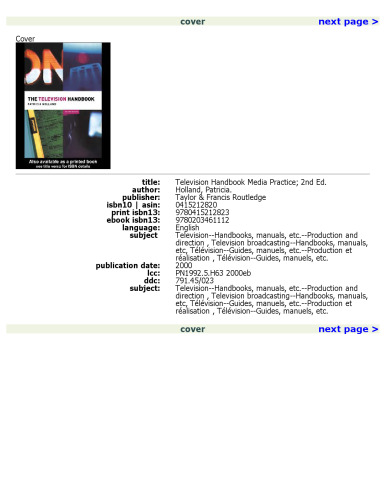 The Television Handbook (Media Practice)