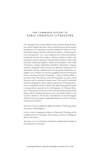 The Cambridge History of Early Christian Literature