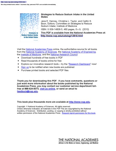 Strategies to reduce sodium intake in the United States