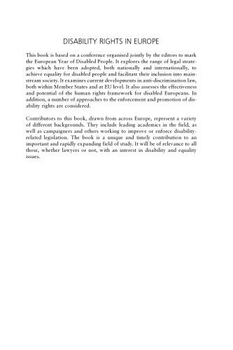 Disability Rights in Europe: From Theory to Practice (Essays in European Law)