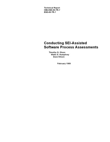 Conducting SEI-assisted software process assessments (Technical report. Carnegie Mellon University. Software Engineering Institute)