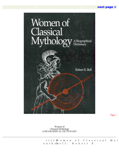 Women of Classical Mythology: A Biographical Dictionary