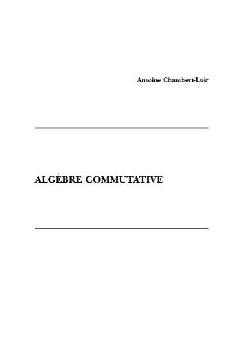 Algebre commutative (lecture notes)
