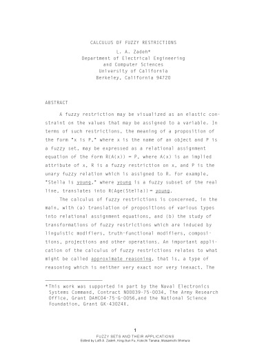 Fuzzy Sets and Their Applications to Cognitive and Decision Processes