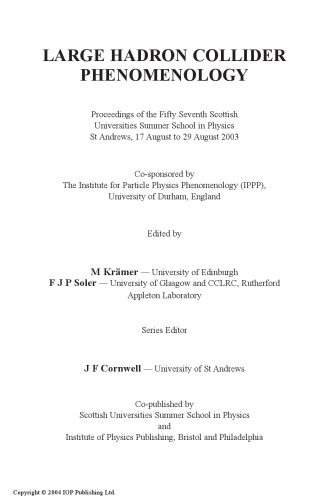 Large Hadron Collider Phenomenology (Scottish Graduate Series)