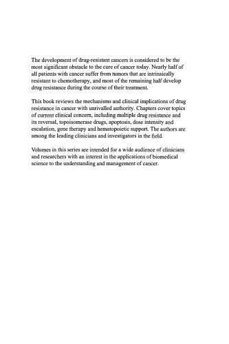 Drug Resistance in the Treatment of Cancer (Cancer: Clinical Science in Practice)