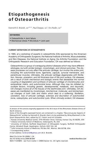 Medical Clinics of North America Vol 93 Issue 01   2009 Osteoarthritis