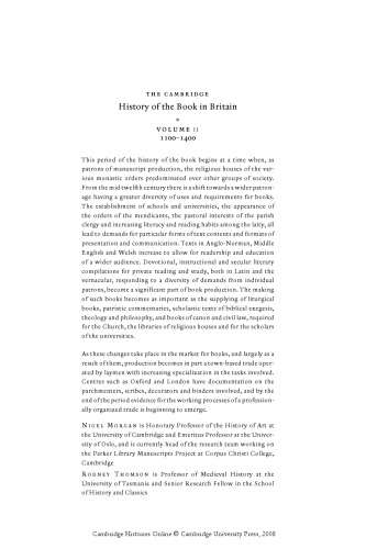 Cambridge History of the Book in Britain, Vol. 2 (The Cambridge History of the Book in Britain)