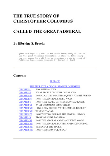 True Story of Christopher Columbus, Admiral; told for youngest readers