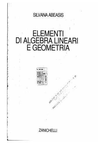 Elementi di algebra lineare e geometria
