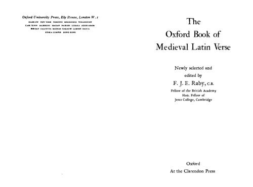 The Oxford Book of Medieval Latin Verse