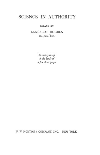 Science in authority: Essays (Unwin university books)