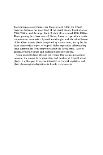 Tropical Alpine Environments: Plant Form and Function