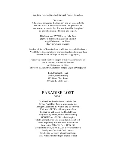 John Milton: Paradise Lost
