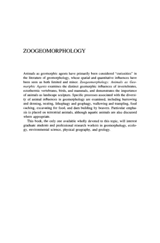 Zoogeomorphology: Animals as Geomorphic Agents