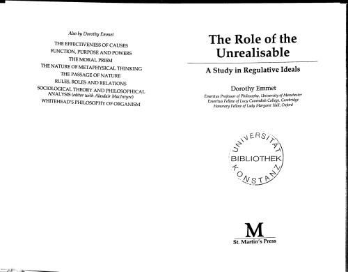 The Role of the Unrealisable: Study in Regulative Ideals