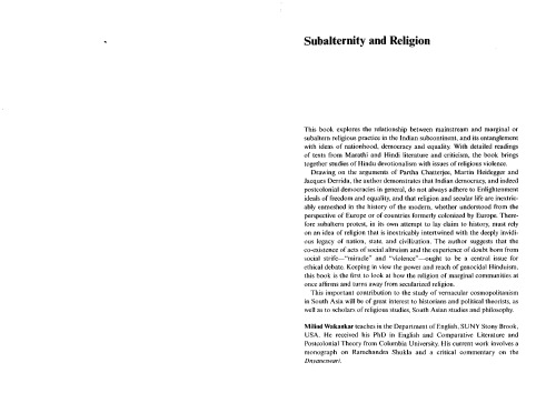 Subalternity and Religion: The Prehistory of Dalit Empowerment in South Asia (Intersections: Colonial and Postcolonial Histories)