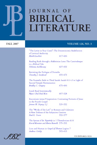 Journal of Biblical Literature, Vol. 126, No. 3 (Fall  2007)