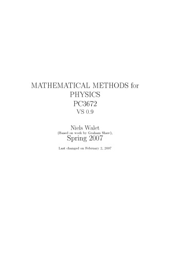 Methods For Physics Pc3672 Vs 0.9, 2007-02 (Based on work by Graham Shaw)