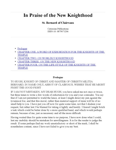 In Praise of the New Knighthood