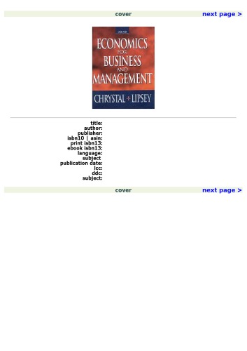 Economics for Business and Management