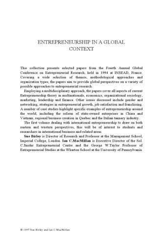 Entrepreneurship in a Global Context (International Business and the World Economy, 5)