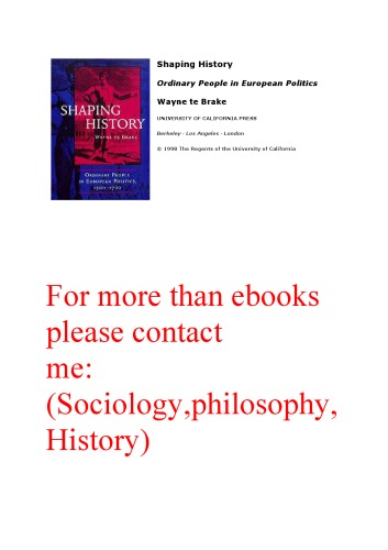Shaping History: Ordinary People in European Politics, 1500-1700