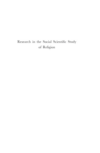 Research in the Social Scientific Study of Religion: Volume 15 (2004)