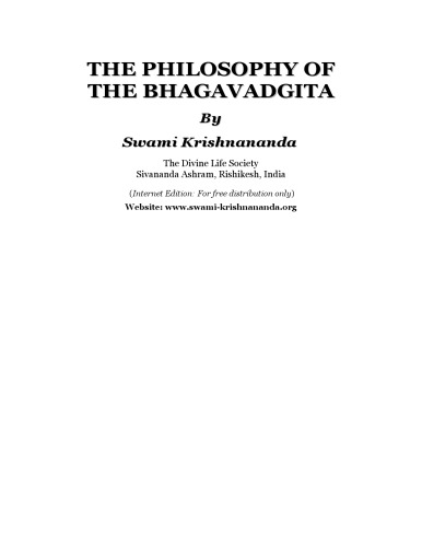 The Philosophy of the Bhagavadgita