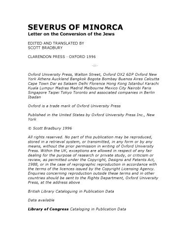 Severus of Minorca: Letter on the Conversion of the Jews (Oxford Early Christian Studies)