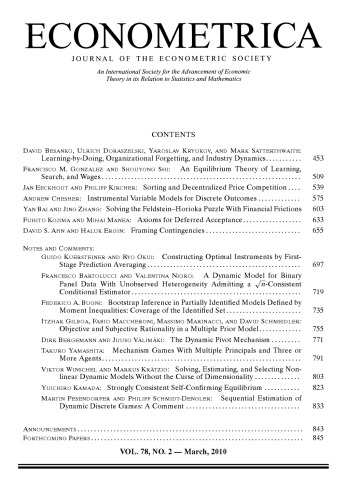 Econometrica 2010 Vol.78 No.2
