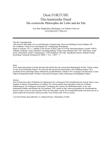 Das karmische Band. Die esoterische Philosophie der Liebe und der Ehe  GERMAN