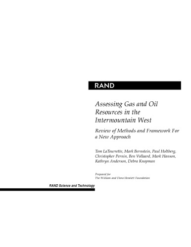 Assessing Gas and Oil Resources in the Intermountain West Review of Methods and Framework for a New Approach