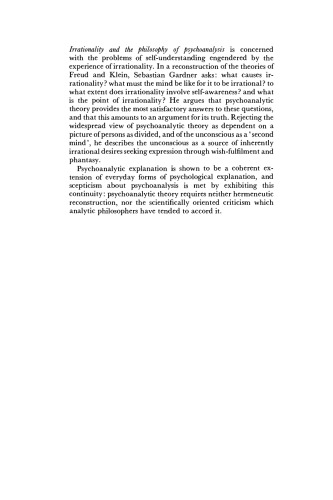 Irrationality and the Philosophy of Psychoanalysis