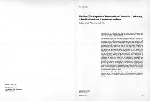 The New World species of Boehmeria and Pouzolzia - Opera Botanica 129