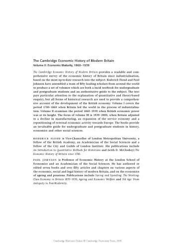 The Cambridge Economic History of Modern Britain, Volume 2: Economic Maturity, 1860–1939